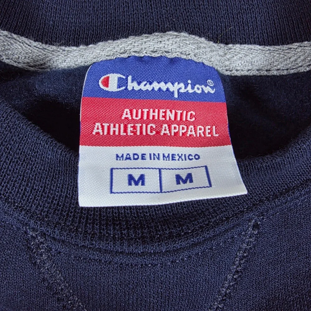 Vintage‎ 90s Champion Sweatshirt Mens Medium Navy Blue Embroidered Logo Crewneck